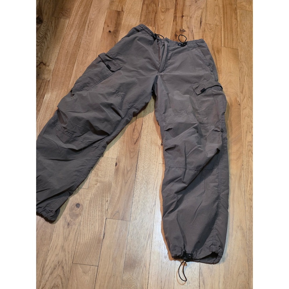 Utility Mens Brown Cargo Pants Techwear Gorpcore Bungee Hem Drawstring 30x30